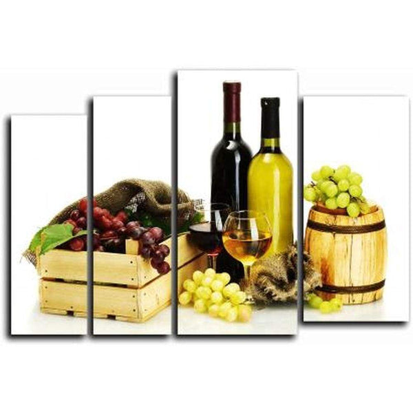 4 Pièces - Bouteilles de vin à table - 2 modèles | Kit de broderie de diamant - 17x49cm + 17x53cm + 34x60cm + 23x49cm / M002 / Carré 4