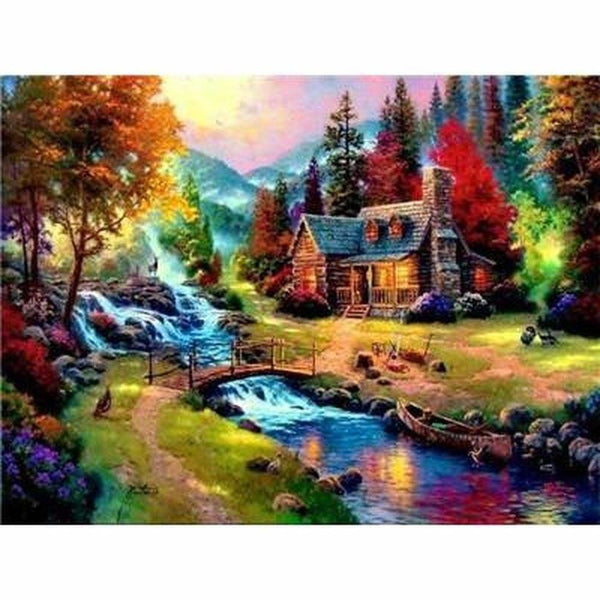 À la campagne en saison - modèle M004 | Kit broderie diamant - Automne En forêt Printemps Produit Été