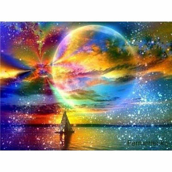 À lhorizon multi couleur - modèle M001 | Diamond painting complet - Paysage Produit À la mer