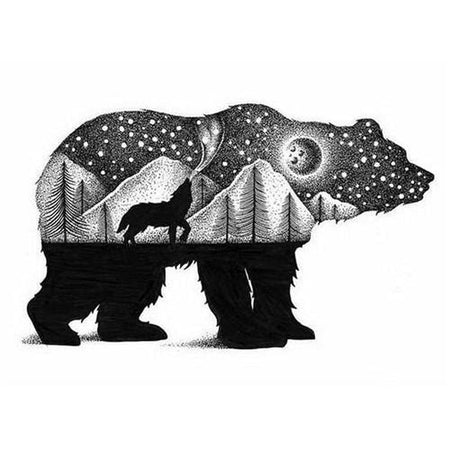 Animaux noir et blanc - modèle M002 | Diamond Painting - Animaux Autres animaux Ours Produit