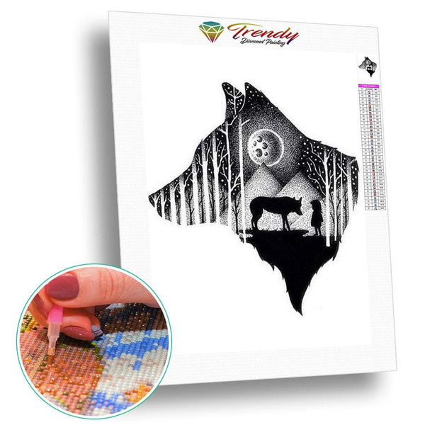 Animaux noir et blanc - modèle M007 | Broderie diamant kit - Animaux Autres animaux Chien Loup Produit