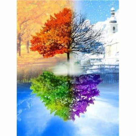 Arbre de vie 4 saisons - modèle M001 | Broderie de diamant - Automne Hiver Paysage Printemps Produit