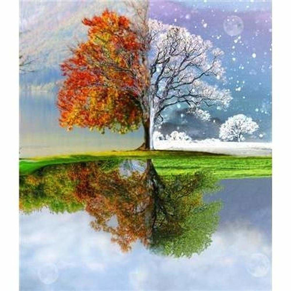 Arbre de vie 4 saisons - modèle M003 | Toile de diamant - Automne Hiver Paysage Printemps Produit