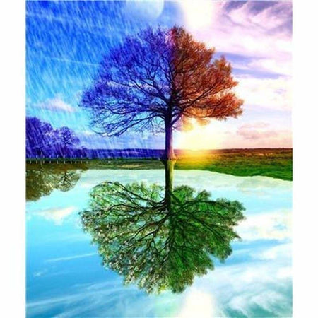 Arbre de vie 4 saisons - modèle M004 | Tableau de diamant - Automne Hiver Paysage Printemps Produit