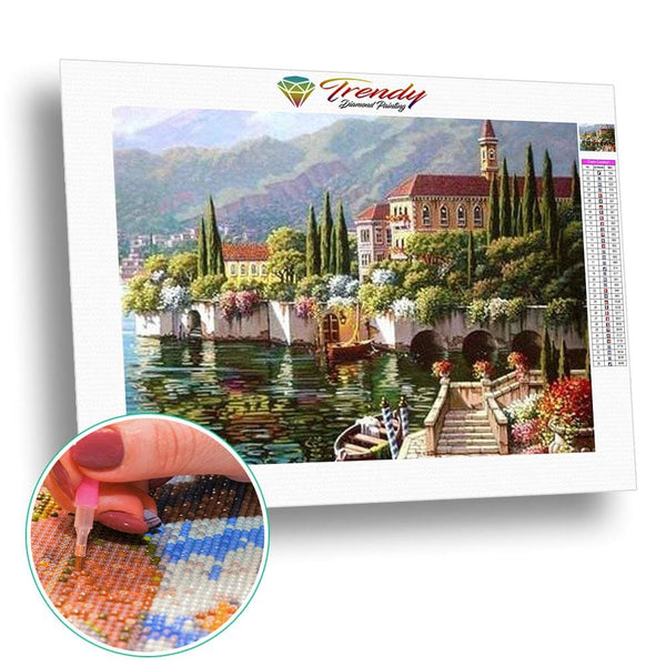 Au bord de la ville - modèle M002 | Tableau diamant - En ville Paysage Produit À la mer