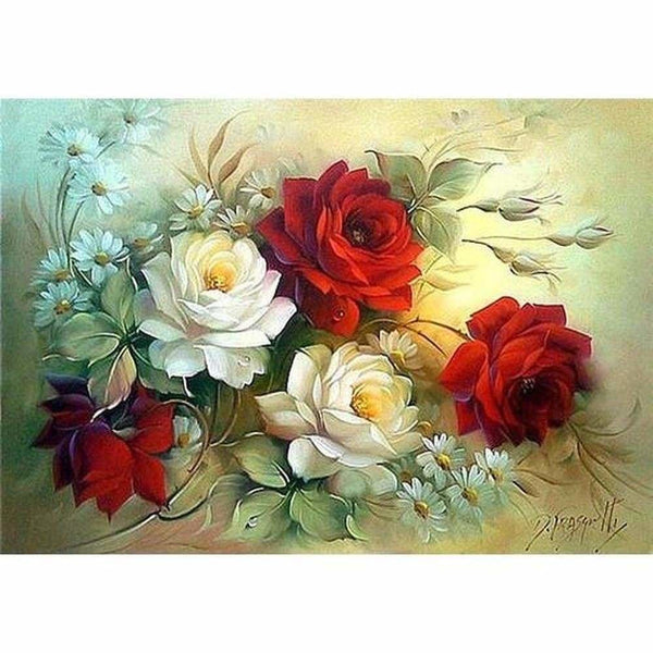 Bouquet de Camélias - modèle M001 | Broderie diamant - Fleur Fleur et plante Produit