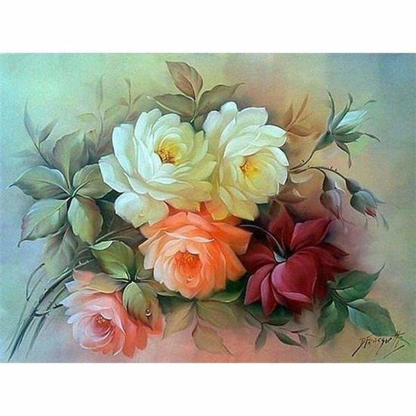 Bouquet de Camélias - modèle M003 | Toile diamant - Fleur Fleur et plante Produit