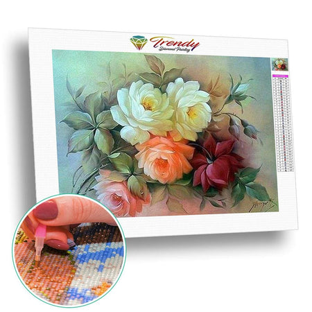 Bouquet de Camélias - modèle M003 | Toile diamant - Fleur Fleur et plante Produit