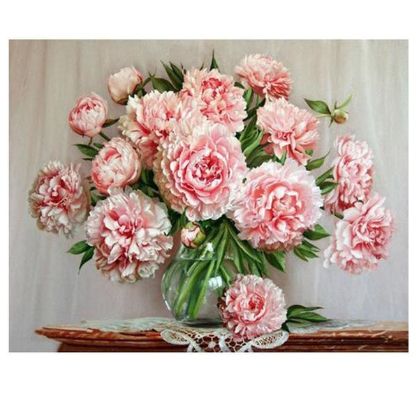 Bouquet de Pivoines blanc rosé | Caneva diamant - Fleur Fleur et plante Produit