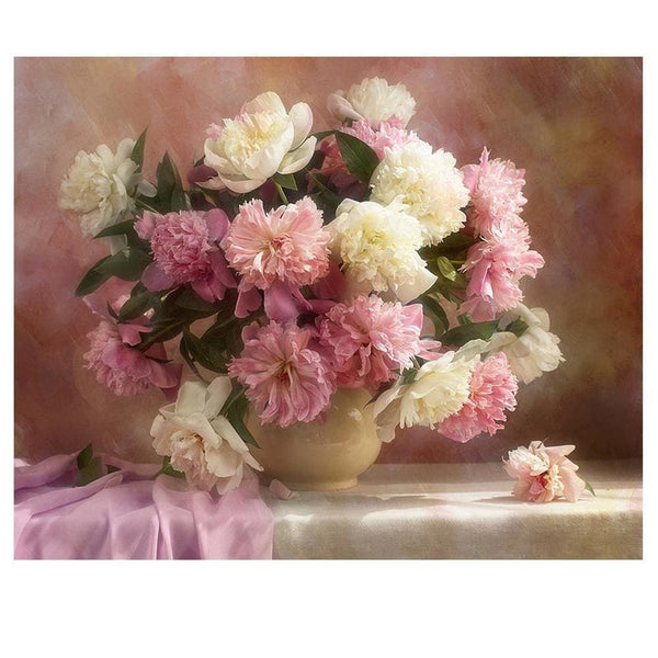 Bouquet de pivoines décoration de table | Broderie diamant - Fleur Fleur et plante Produit