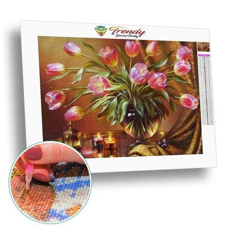 Bouquets de fleurs en peinture - modèle M002 | Diamond painting grand format - Fleur Fleur et plante Produit