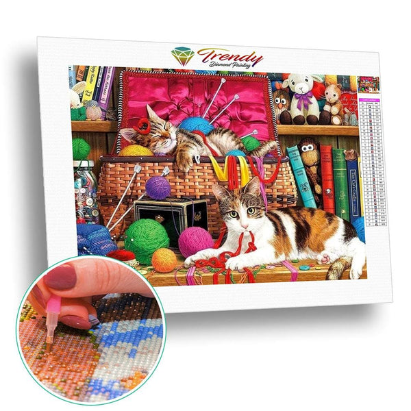 Chadore les pelotes de laines | Tableau diamant - Animaux Chat Produit