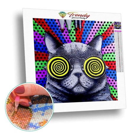 Chat hypnotique | Diamond painting grand format - Animaux Chat Produit
