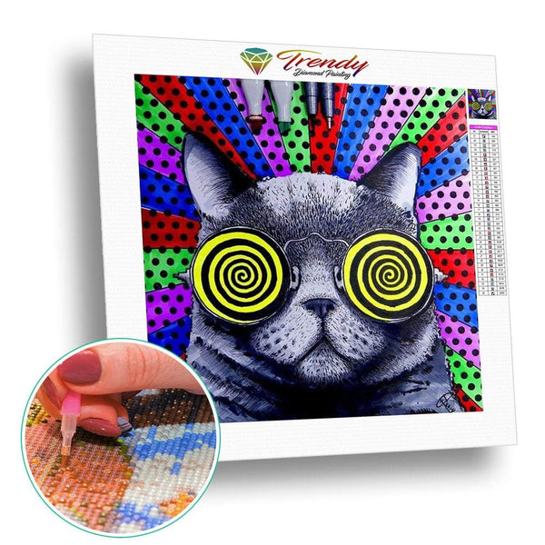 Chat hypnotique | Diamond painting grand format - Animaux Chat Produit