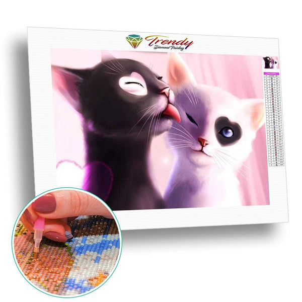 Chats câlins de cur | Broderie diamant - Animaux Chat Produit