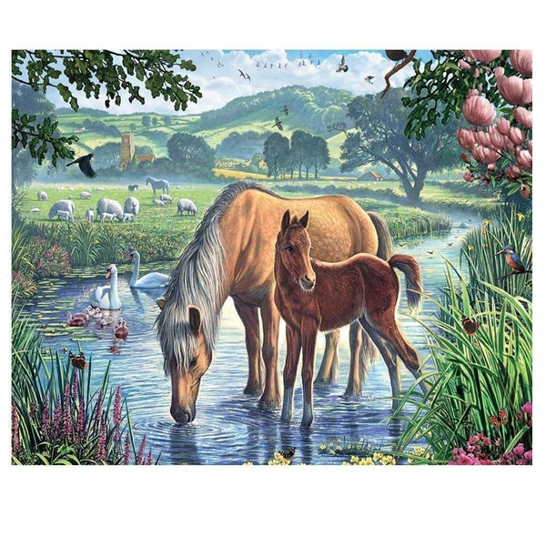 Cheval qui se désaltère | Tableau diamant - Animaux Cheval Produit
