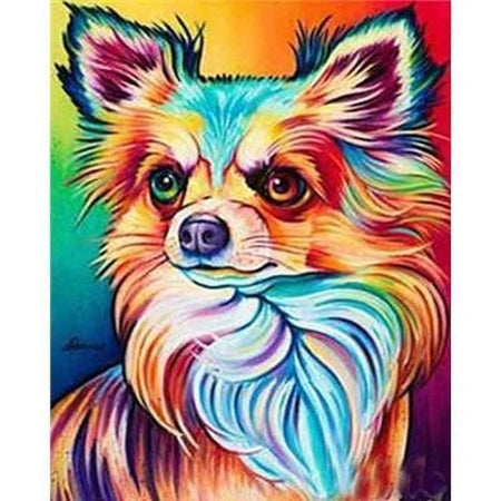 Chien en colorfull arc en ciel - modèle M002 | Tableau de diamant - Animaux Chien Produit