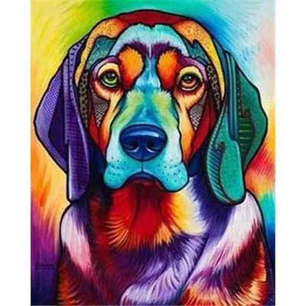 Chien en colorfull arc en ciel - modèle M003 | Diamond painting grand format - Animaux Chien Produit