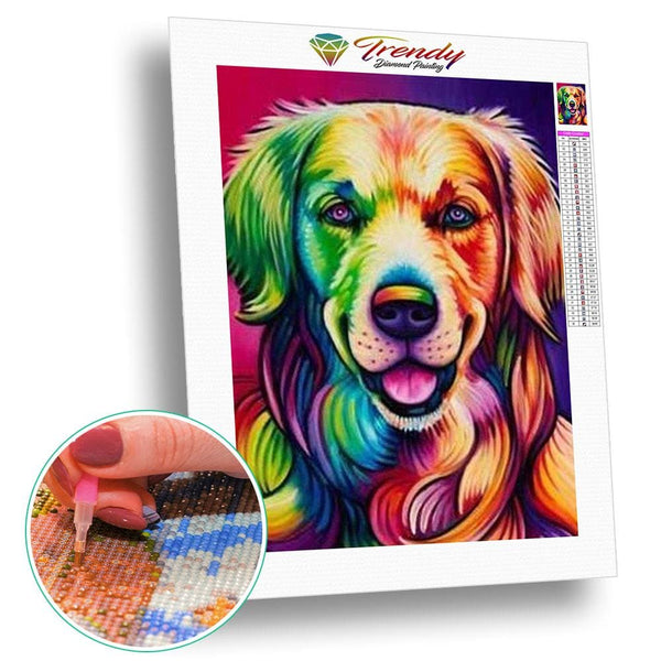 Chien en colorfull arc en ciel - modèle M005 | Kit broderie diamant - Animaux Chien Produit