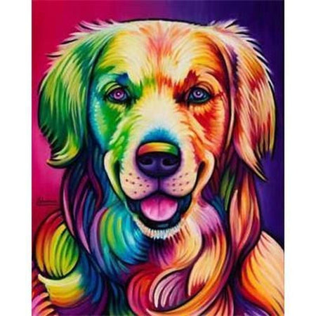 Chien en colorfull arc en ciel - modèle M005 | Kit broderie diamant - Animaux Chien Produit