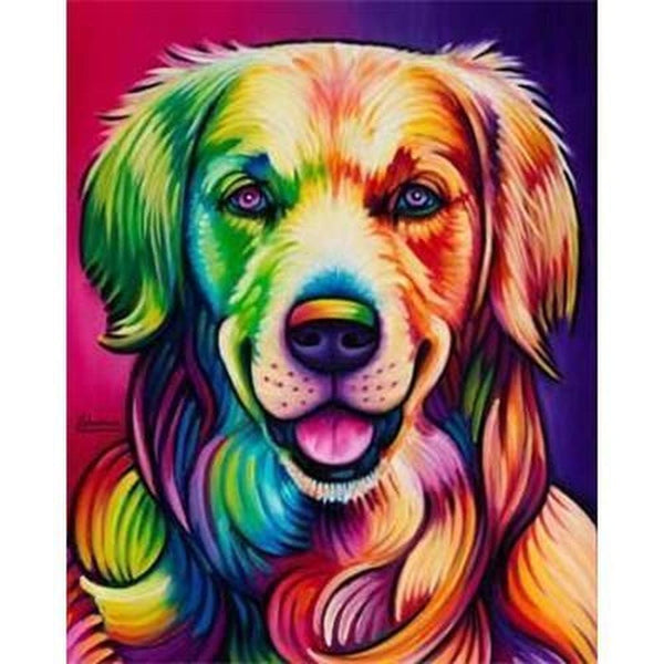 Chien en colorfull arc en ciel - modèle M005 | Kit broderie diamant - Animaux Chien Produit