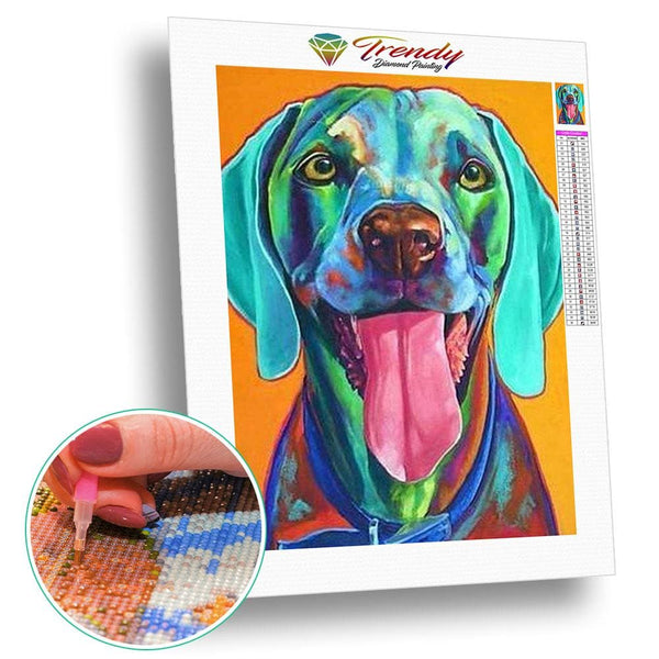 Chien en colorfull arc en ciel - modèle M006 | Broderie diamant kit complet - Animaux Chien Produit
