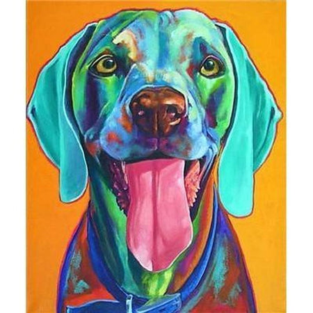 Chien en colorfull arc en ciel - modèle M006 | Broderie diamant kit complet - Animaux Chien Produit