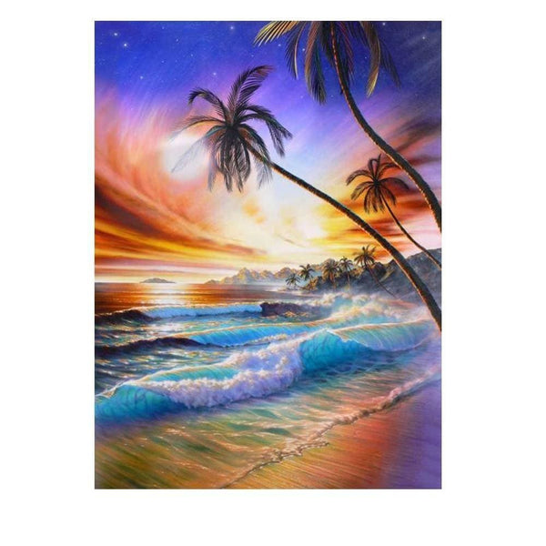 Cocotiers de la plage | Toile diamant - Paysage Produit À la mer