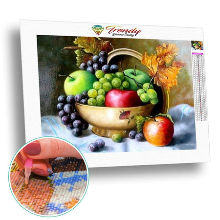 Coupe fruitière | Broderie diamant complet - Mise en scène Paysage Produit