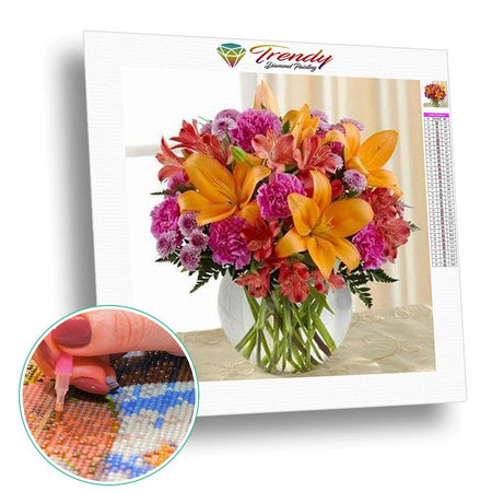 Création florale très colorée - modèle M008 | Broderie diamant toile entière - Fleur Fleur et plante Produit