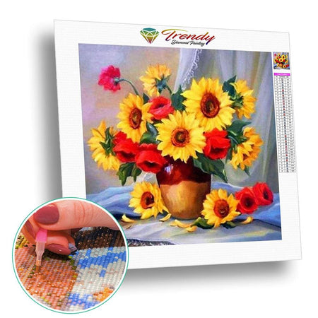 Création florale très colorée - modèle M009 | Broderie point de diamant - Fleur Fleur et plante Produit