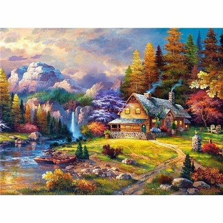 Décor de montagne à lancienne - modèle M001 | Tableau de diamant - Automne Paysage Produit À la montagne