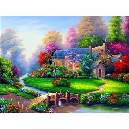 Décor de montagne à lancienne - modèle M003 | Diamond Painting - Automne Paysage Produit À la montagne