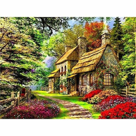 Décor de montagne à lancienne - modèle M004 | Kit broderie diamant - Automne Paysage Produit À la montagne