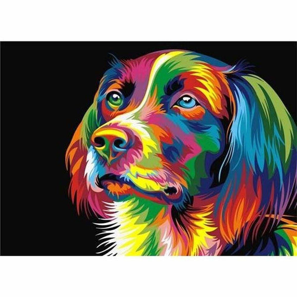 Éléphant aigle caméléon et chien multicolore - modèle M004 | Broderie diamant complet - Animaux Autres animaux Chien Produit Éléphant