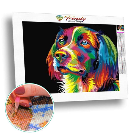 Éléphant aigle caméléon et chien multicolore - modèle M004 | Broderie diamant complet - Animaux Autres animaux Chien Produit Éléphant