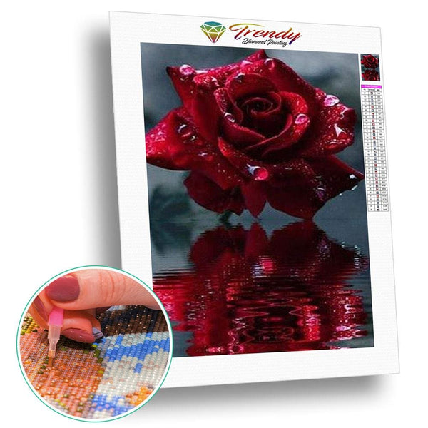 Fleur goutte deau avec son reflet - modèle M001 | Toile diamant - Fleur Fleur et plante Produit