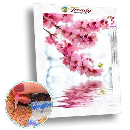 Fleur goutte deau avec son reflet - modèle M005 | Diamond painting complet - Fleur Fleur et plante Produit