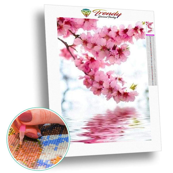 Fleur goutte deau avec son reflet - modèle M005 | Diamond painting complet - Fleur Fleur et plante Produit
