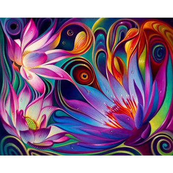 Fleur multicolore | Tableau de diamant - Dessin Dessin Crayon Fleur Fleur et Plante Produit