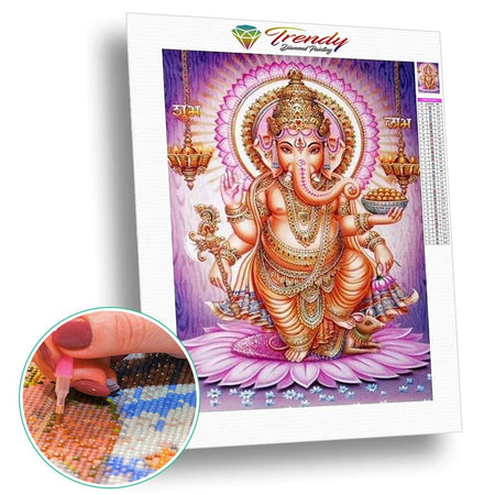 Ganesha Sur une fleur | Broderie diamant complet - Bouddhisme et Hindouisme Hindouisme Produit Religion Zen
