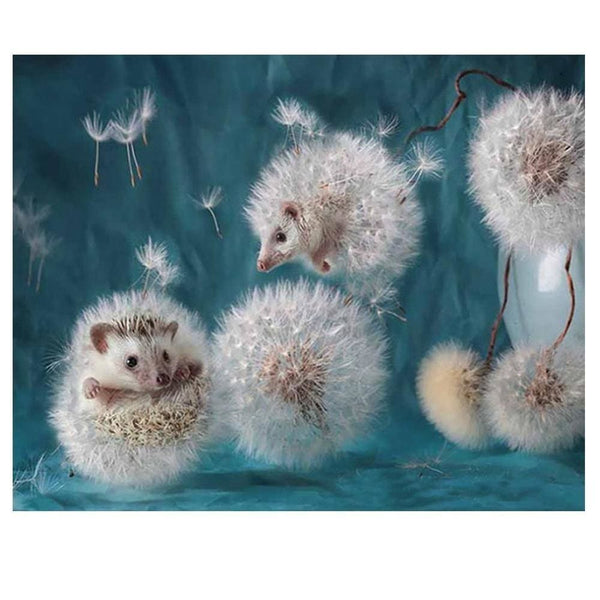 Hérisson tout mignon dans les pissenlits | Broderie diamant - Animaux Autres animaux Produit