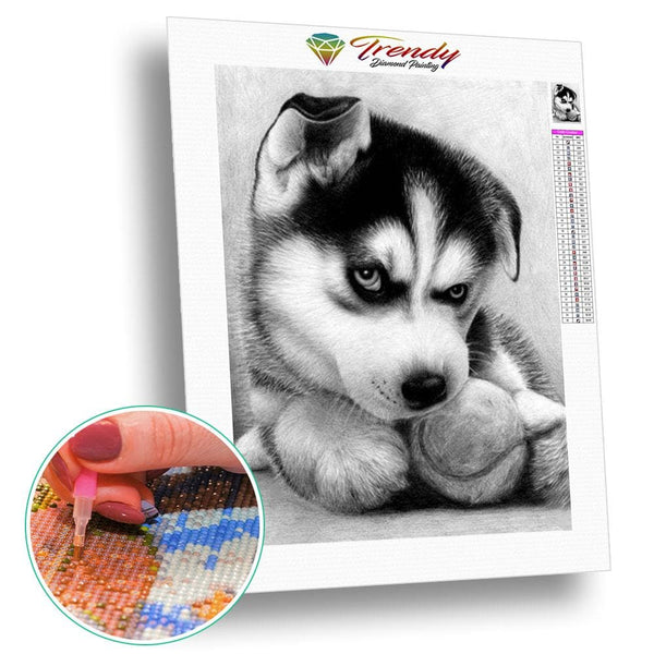 Husky ba-balle | Tableau de diamant - Animaux Chien Produit