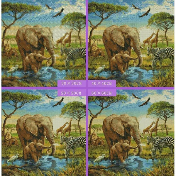 La beauté de la savane | Tableau diamant - Animaux Autres animaux Lion Oiseau Produit