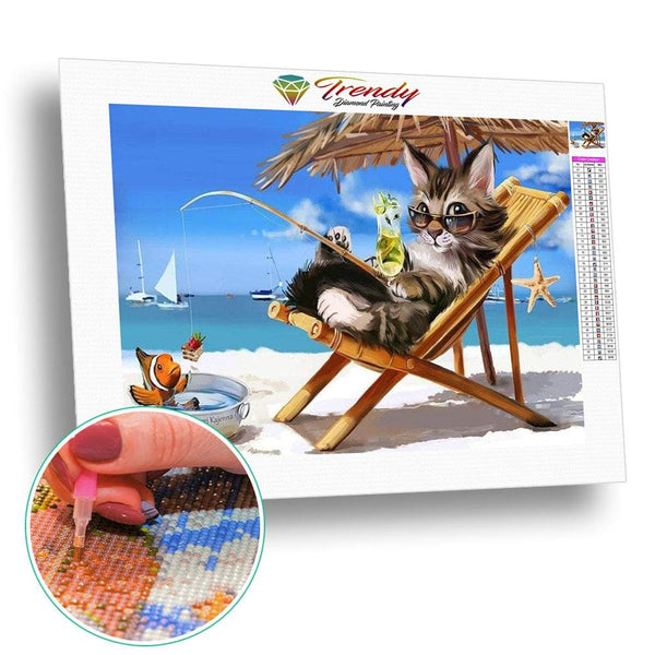La pèche facile | Broderie diamant kit - Animaux Chat Dessin Dessin crayon Produit
