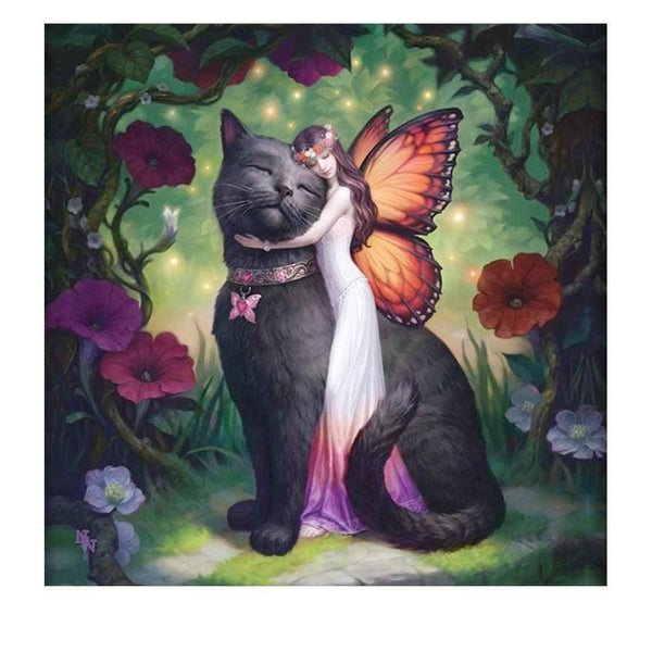 La reine papillon et son chat fidèle | Broderie point de diamant - Animaux Chat Produit