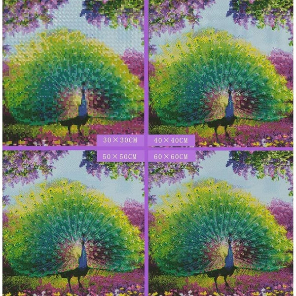 La roue du paon dans toute sa splendeur | Kit broderie - Animaux Oiseau Produit