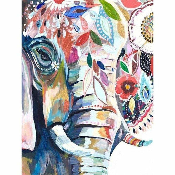 La série danimaux en peinture - modèle M001 | Kit broderie - Animaux Autres Animaux Cheval Produit Éléphant