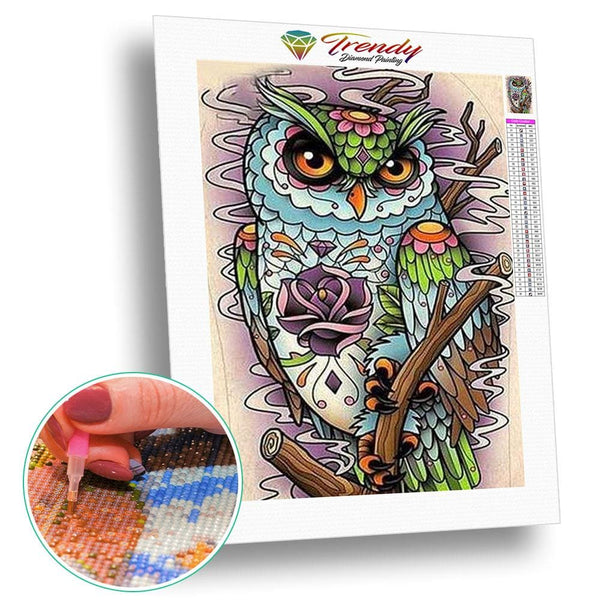 Le mystère du hibou - modèle M003 | Broderie diamant toile entière - Animaux Oiseau Produit