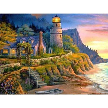 Le vieux phare dautrefois - modèle M002 | Broderie diamant kit - Paysage Produit À la mer Été